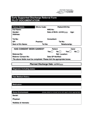 Early Supported Discharge Referral Form
