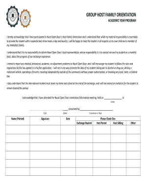 Host Family Orientation Agreement