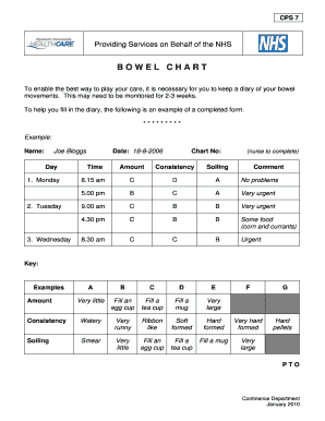 CPS 7 form - Bowel Chart - Plymouth Community Healthcare
