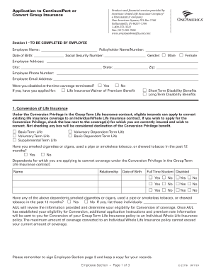 Application to Continue/Port Group Insurance