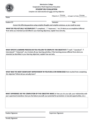 Mendocino College Student Self-Evaluation Form