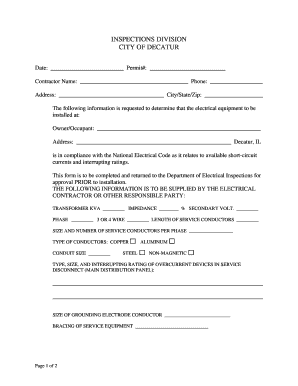 Electrical Inspection Permit Application