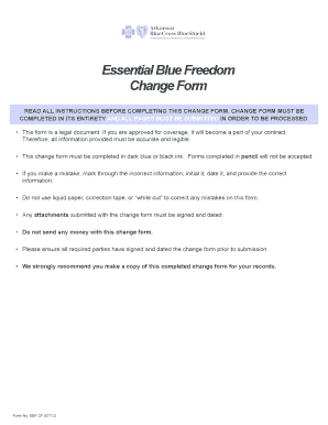 Essential Blue Freedom Change Form
