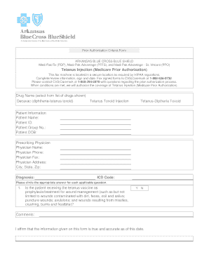 Tetanus Injection Prior Authorization Form