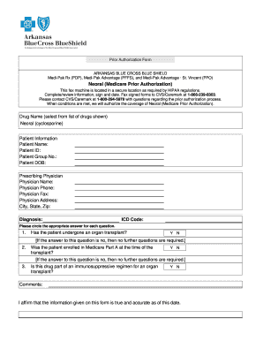 Arkansas Blue Cross Blue Shield Neoral Prior Authorization Form