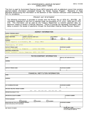ACH Vendor Payment Enrollment Form