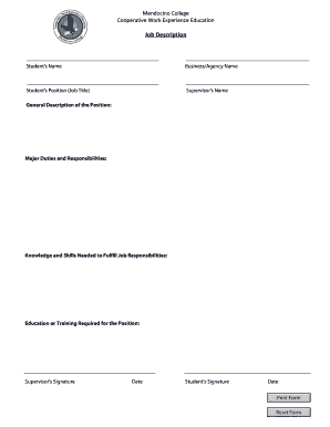 Cooperative Work Experience Education Job Description