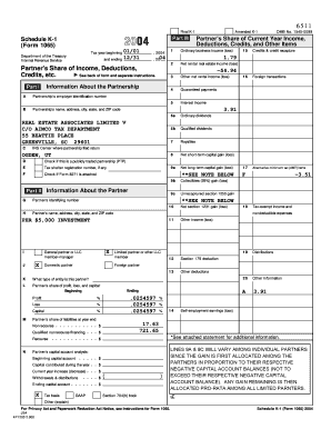 Schedule K-1 (Form 1065) Amended Partner's Share