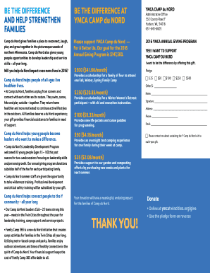 YMCA Camp du Nord 2016 Annual Giving Program