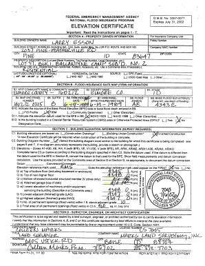 Federal Emergency Management Agency Elevation Certificate