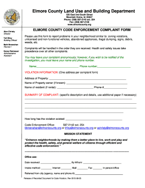 Elmore County Code Enforcement Complaint Form