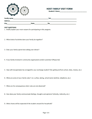 Host Family Visit Form