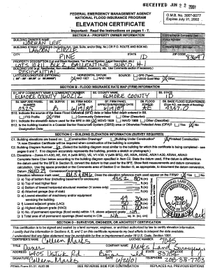 National Flood Insurance Program Elevation Certificate
