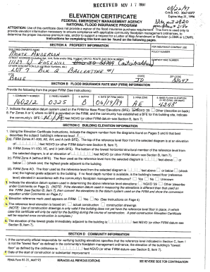 Flood Insurance Elevation Certificate