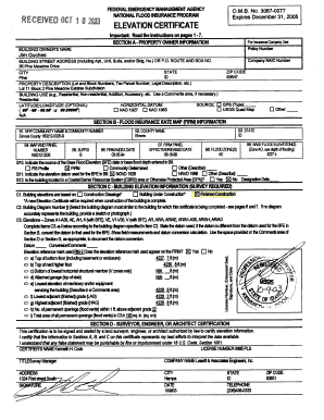 Federal Emergency Management Agency Elevation Certificate