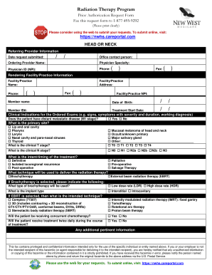 Radiation Therapy Prior Authorization Request Form