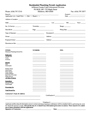Residential Plumbing Permit Application