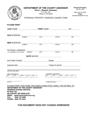 Missouri Personal Property Address Change Form
