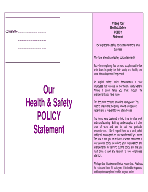 Our Health Safety POLICY Statement - Warwick District - warwickdc gov