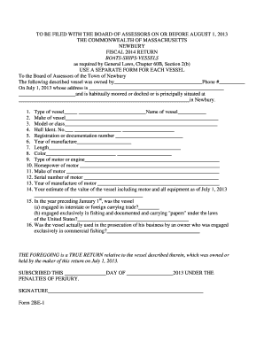 Massachusetts Boat Tax Form 2BE-1