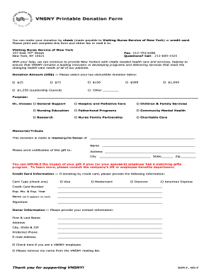 VNSNY Printable Donation Form
