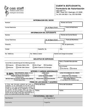 Formulario de Autorización Cuenta Estudiantil