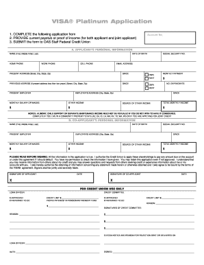 VISA Platinum Credit Card Application