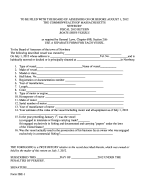 Massachusetts Boat Tax Return Form