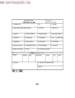 Ammunition Data Card