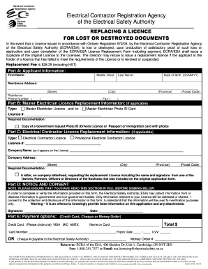Ontario Electrical Contractor Licence Replacement Form