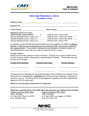 Medicare Part B Electronic Remittance Advice Enrollment Form