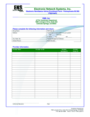 Electronic Remittance Advice Enrollment Form
