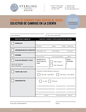 Solicitud de cambios en la cuenta