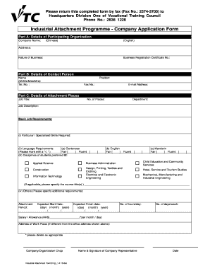 Industrial Attachment Programme Company Application Form