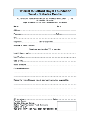 Diabetes Centre Referral Form