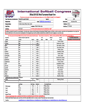 International Softball Congress Team Roster Form