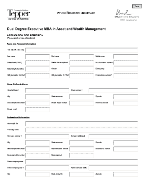 Dual Degree Executive MBA Application