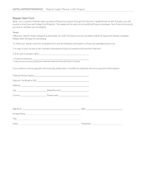Polycom Capital Partner to Win Program Rebate Claim Form