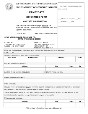 North Carolina Statement of Economic Interest