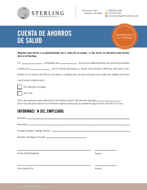 Formulario de Autorización de Cuenta de Ahorros de Salud