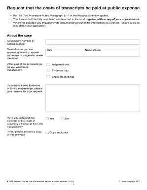 Request for Publicly Funded Transcripts