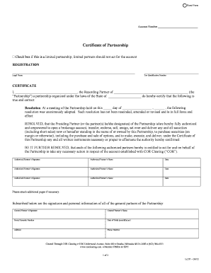 Certificate of Partnership