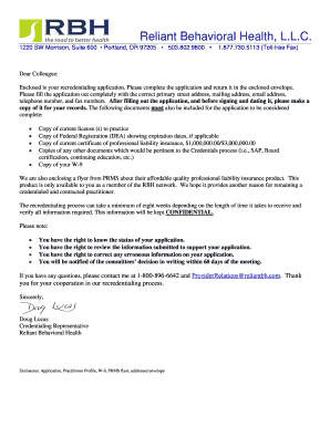 Practitioner Recredentialing Application
