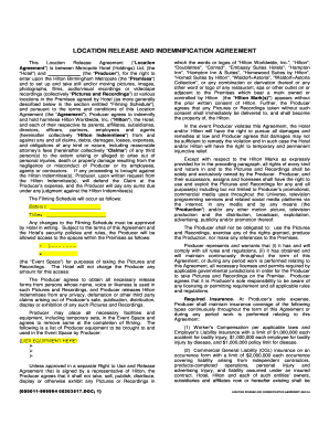 Location Release and Indemnification Agreement