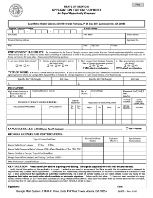 Georgia State Employment Application