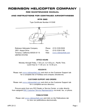 Robinson Helicopter Subscription Order Form