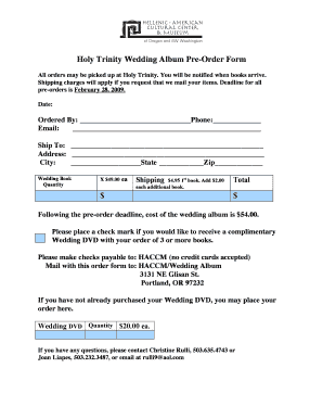 Holy Trinity Wedding Album Pre-Order Form - goholytrinity