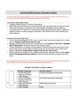 Electronic Mail Emergency Messaging Template