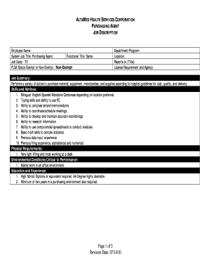 Purchasing Agent Job Description