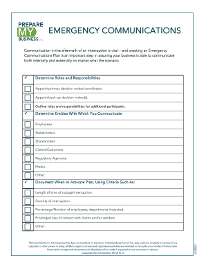 Emergency Communications Plan Template